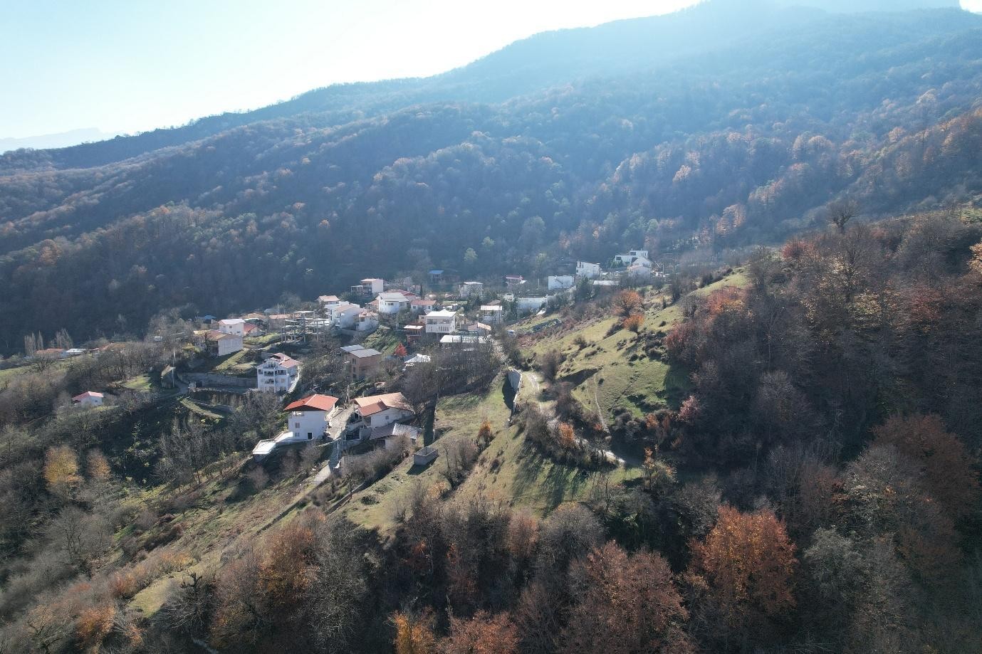 Forest-covered mountain landscape surrounding Flord Village, Savadkuh
